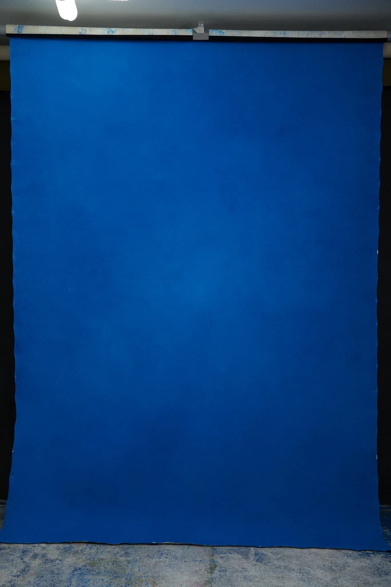 Sapphire Glow deep royal blue hand painted canvas backdrop 180x270cm, painted side, full view