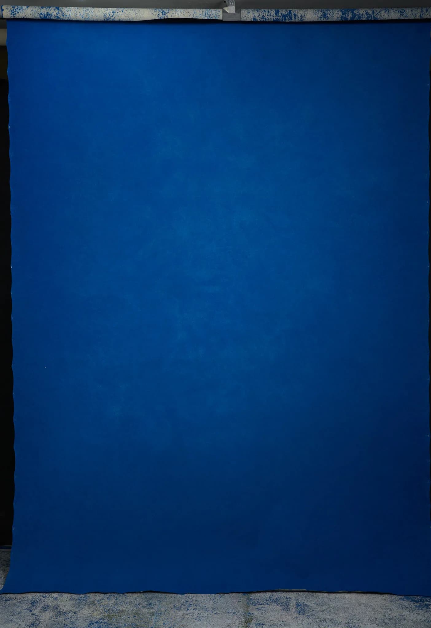 Royal Cobalt deep blue hand painted canvas backdrop 180x270cm, painted side, full view