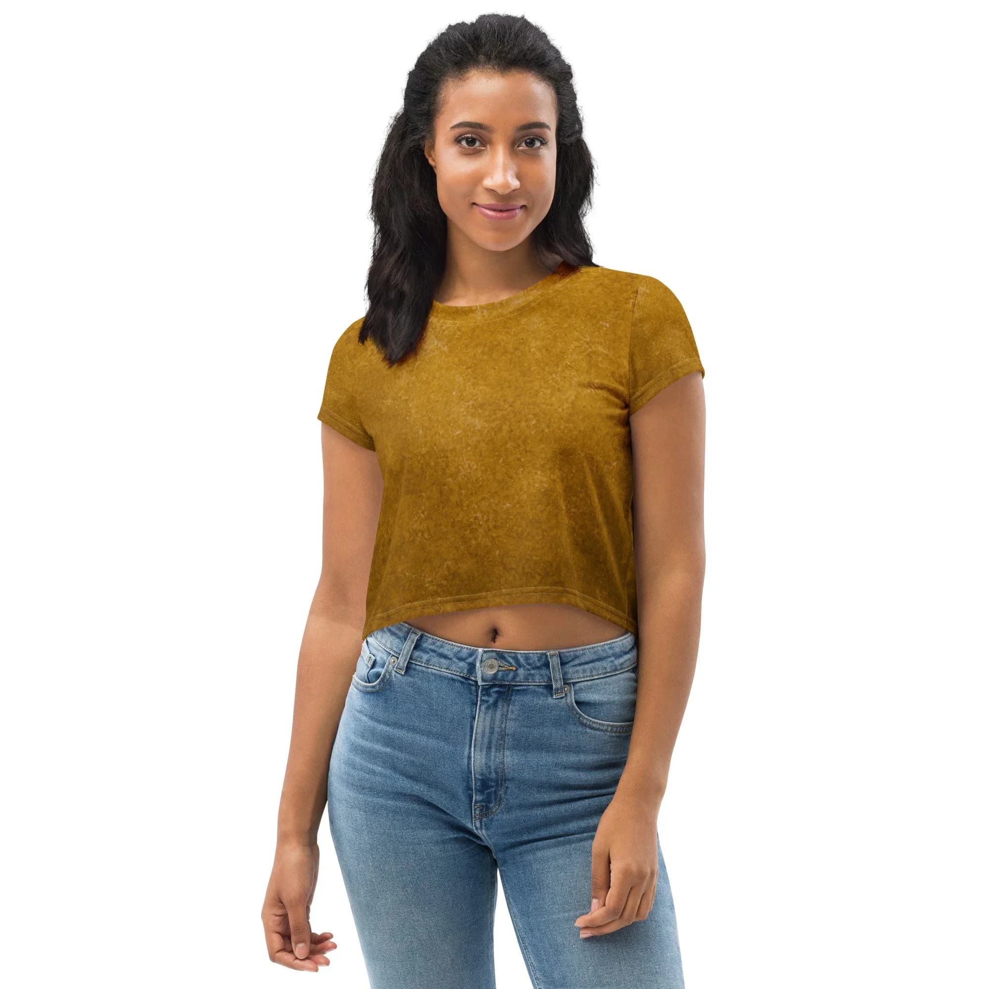 All-Over Print Crop Tee with unique pattern from Hand painted backdrop Uk shipping is free, contact us for shipping cost abroad