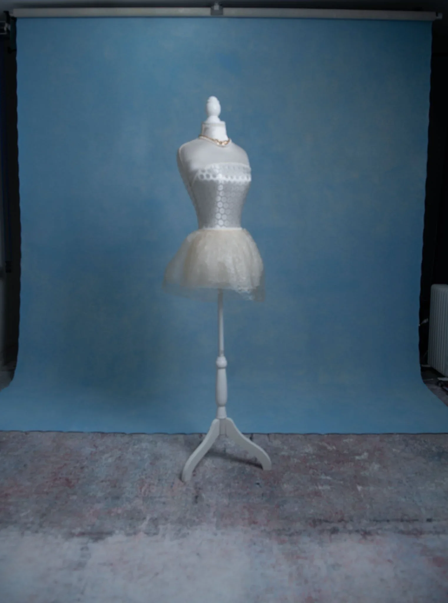 Baby blue Hand Pianted canvas backdrop for rent or buy 2.7x3.4m 171122