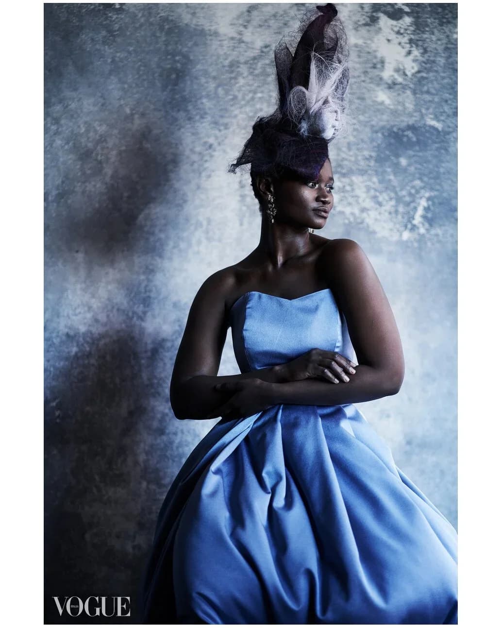 Strong texture hand painted canvas backdrop with blue reverse for photographers 180x270cm 127922