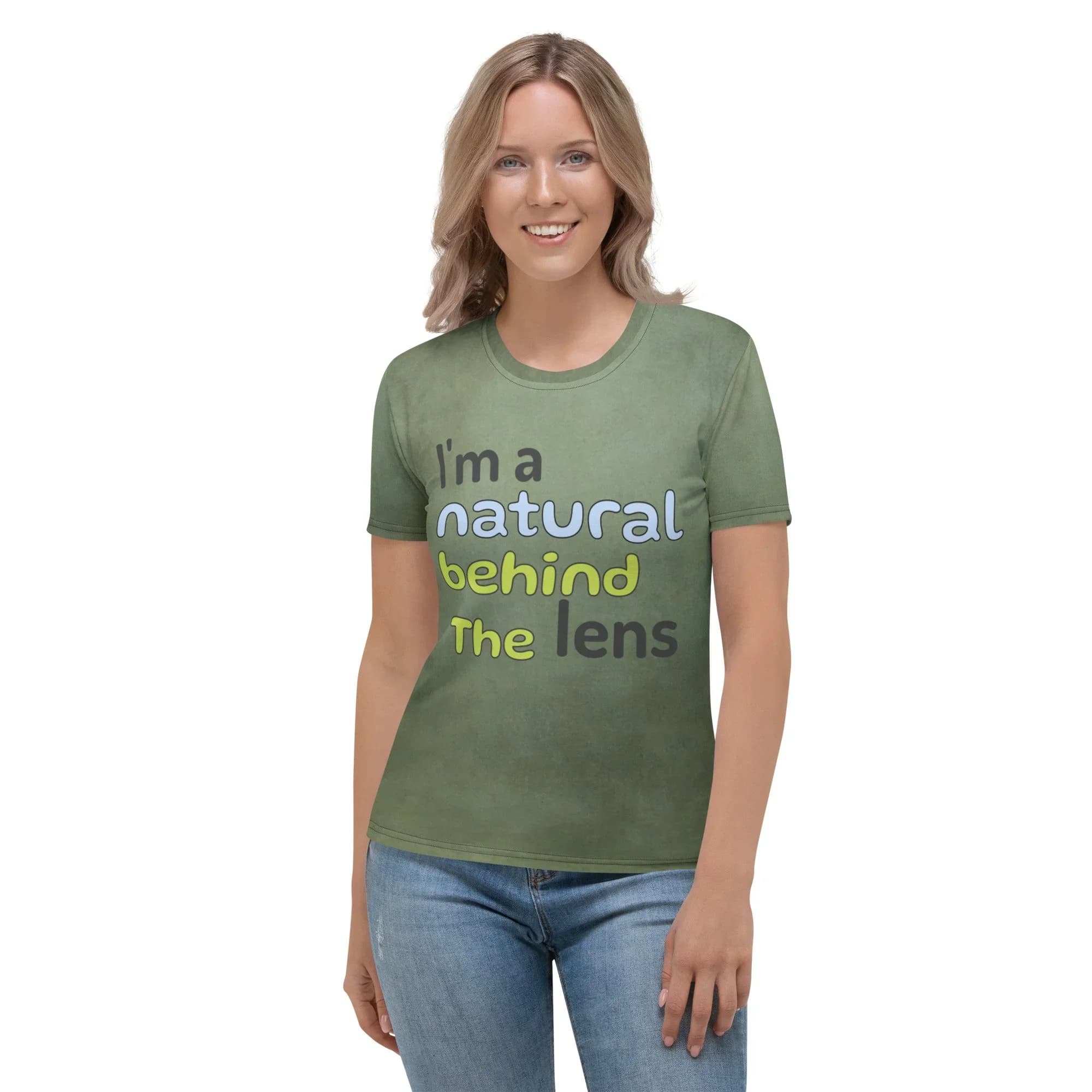 Women's T-shirt with unique pattern from Hand painted backdrop Uk shipping is free, contact us for shipping cost abroad
