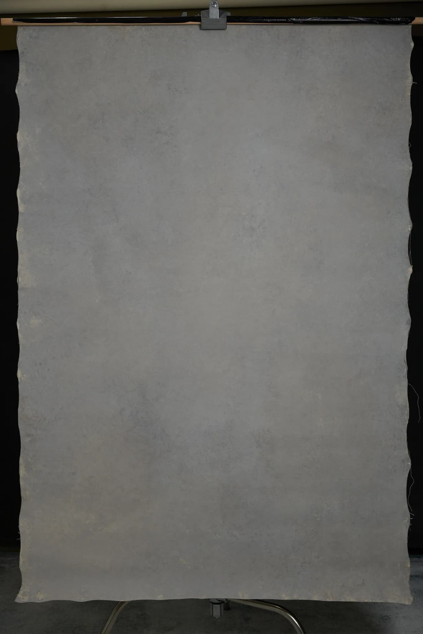 Pebble Grey light neutral grey hand painted canvas backdrop 122x180cm, painted side, full view